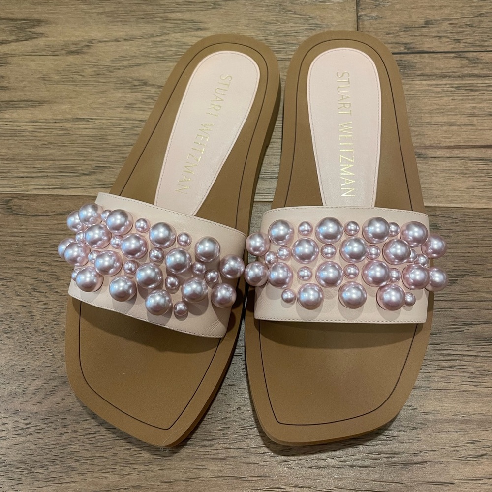 Stuart Weitzman Goldie Pearl Slide - 8.5